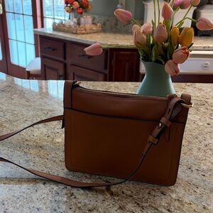 Fossil Taryn Tan Leather Crossbody Bag